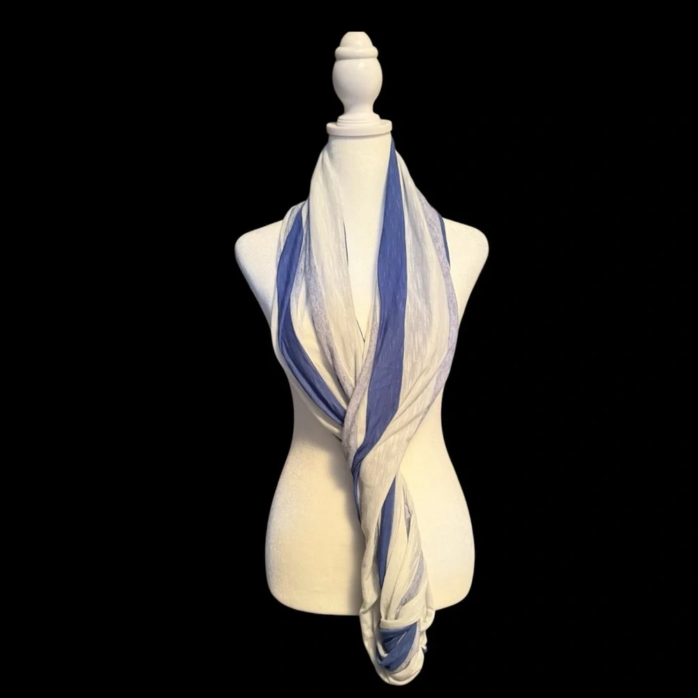 Gap Blue and White Striped Infinity Polyester Blend Scarf